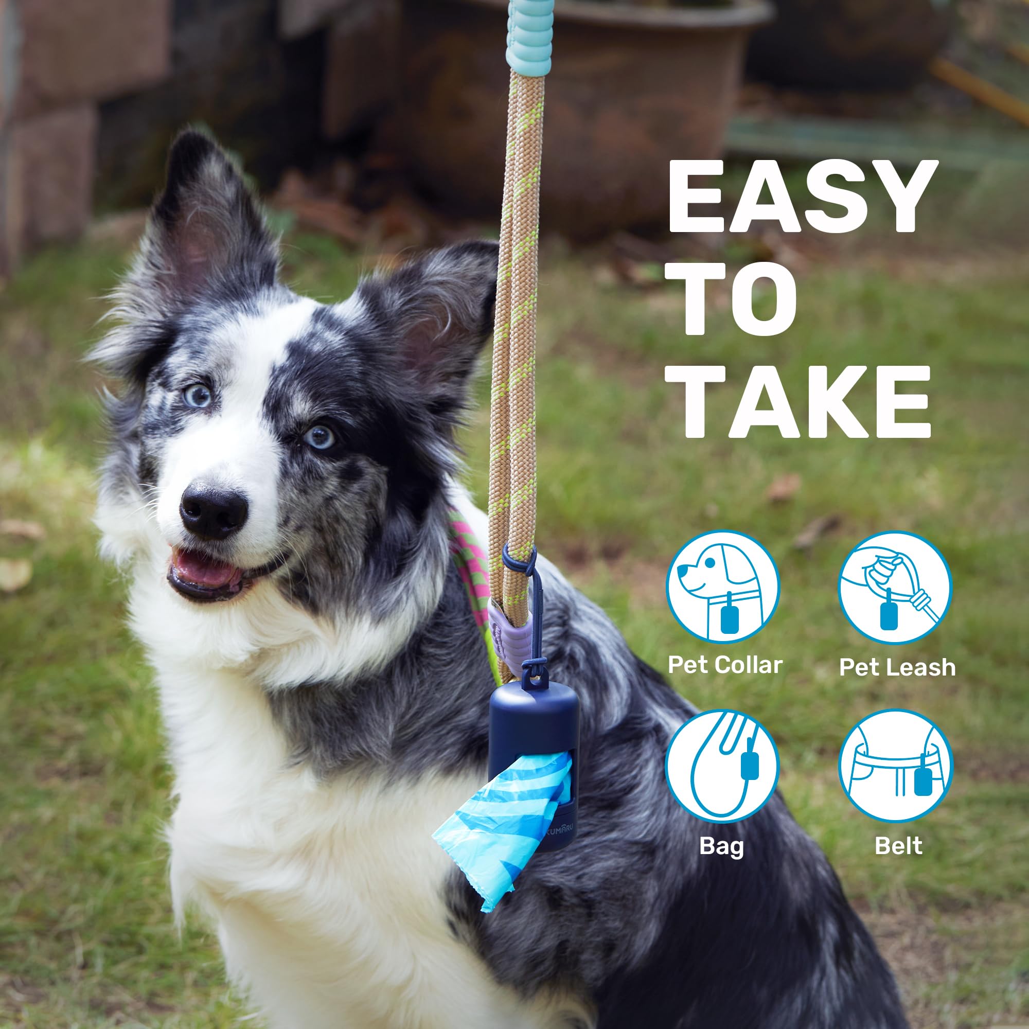 Fukumaru Compostable Dog Poop Bags, Astm D6400 Certified 120 Count - Light Ocean Scented, Leak-Proof & Easy-Twist Top With Blue